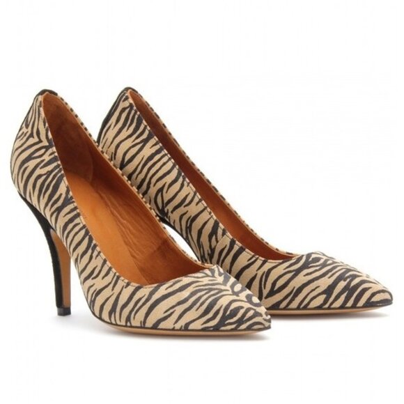 Isabel Marant Zebra Gatsby Heels / Size 40 / Suede Printed Pumps Calf Leather - Picture 1 of 10